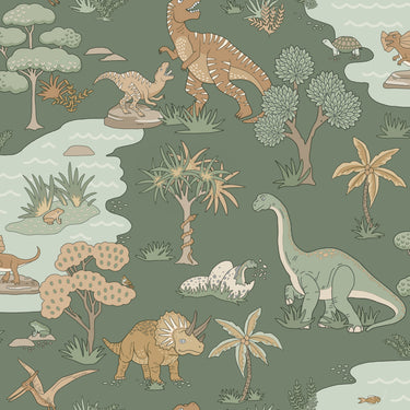 Dino Zoo Green Wallpaper