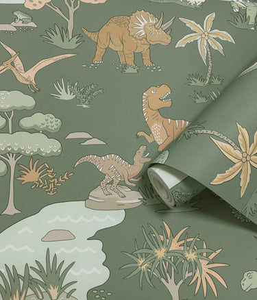 Dino Zoo Green Wallpaper