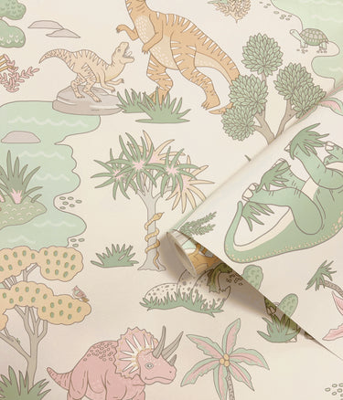 Dino Zoo Pink/Sage Wallpaper