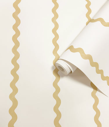 Do The Wiggle Ochre Stripe Wallpaper