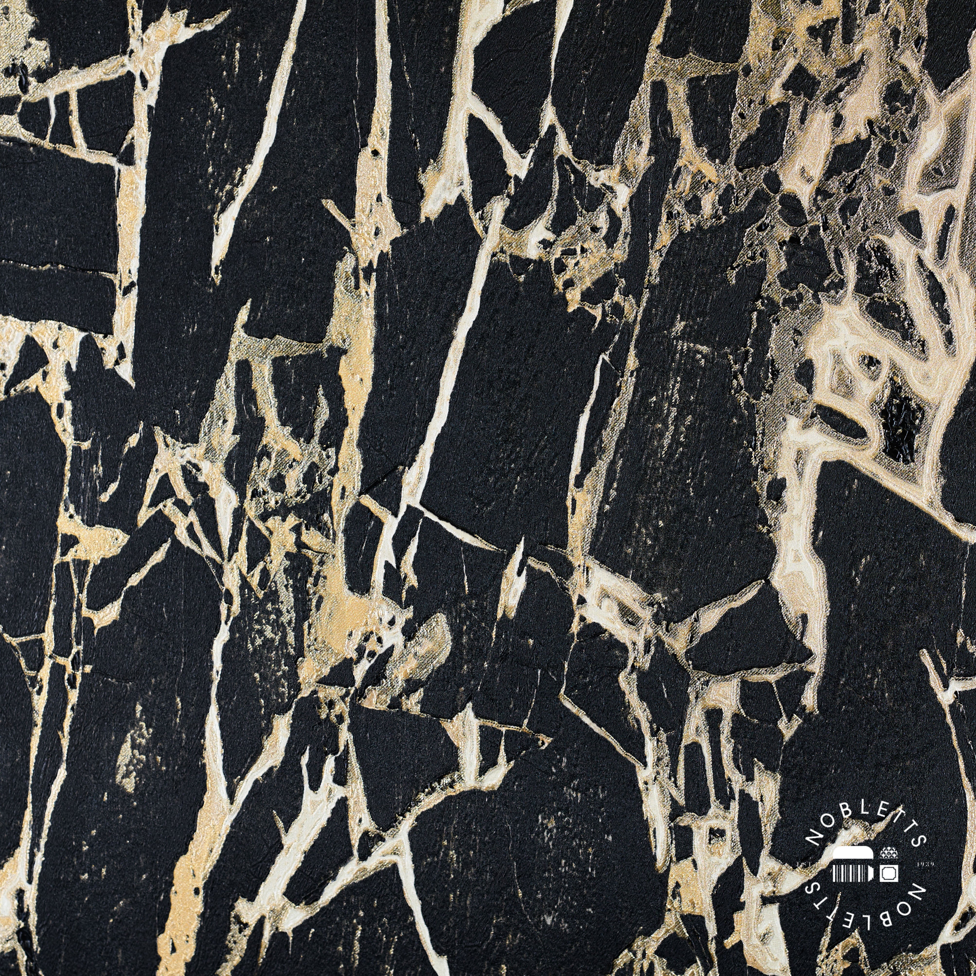 Enzo Black and Gold Marble Wallpaper