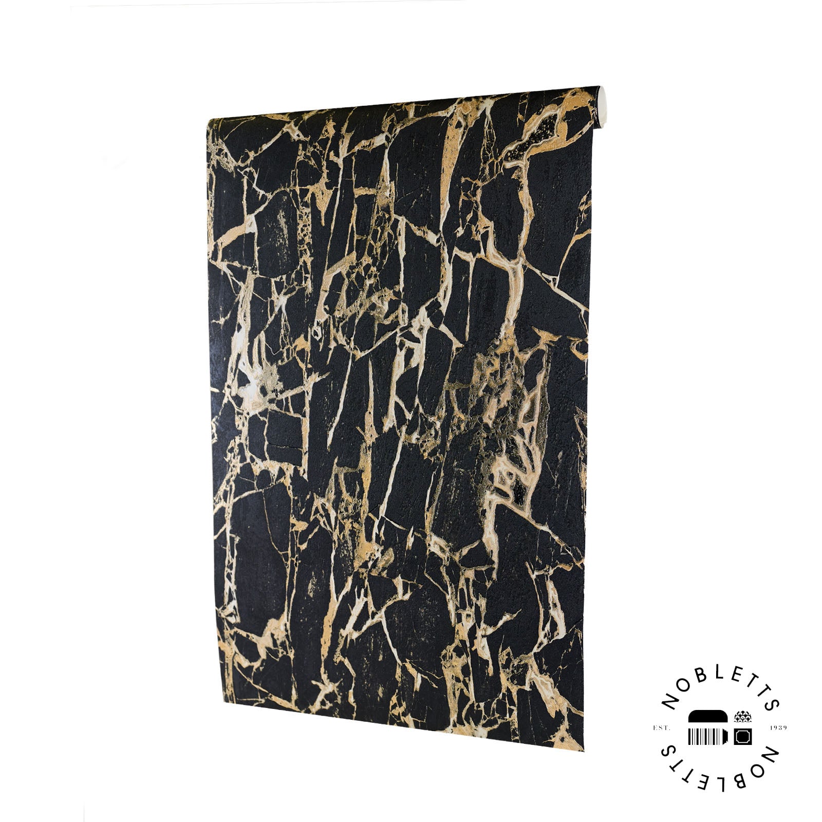 Enzo Black and Gold Marble Wallpaper