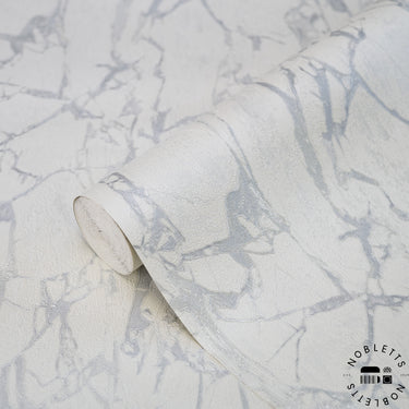 Enzo White and Silver Marble Wallpaper | Rasch | 538144