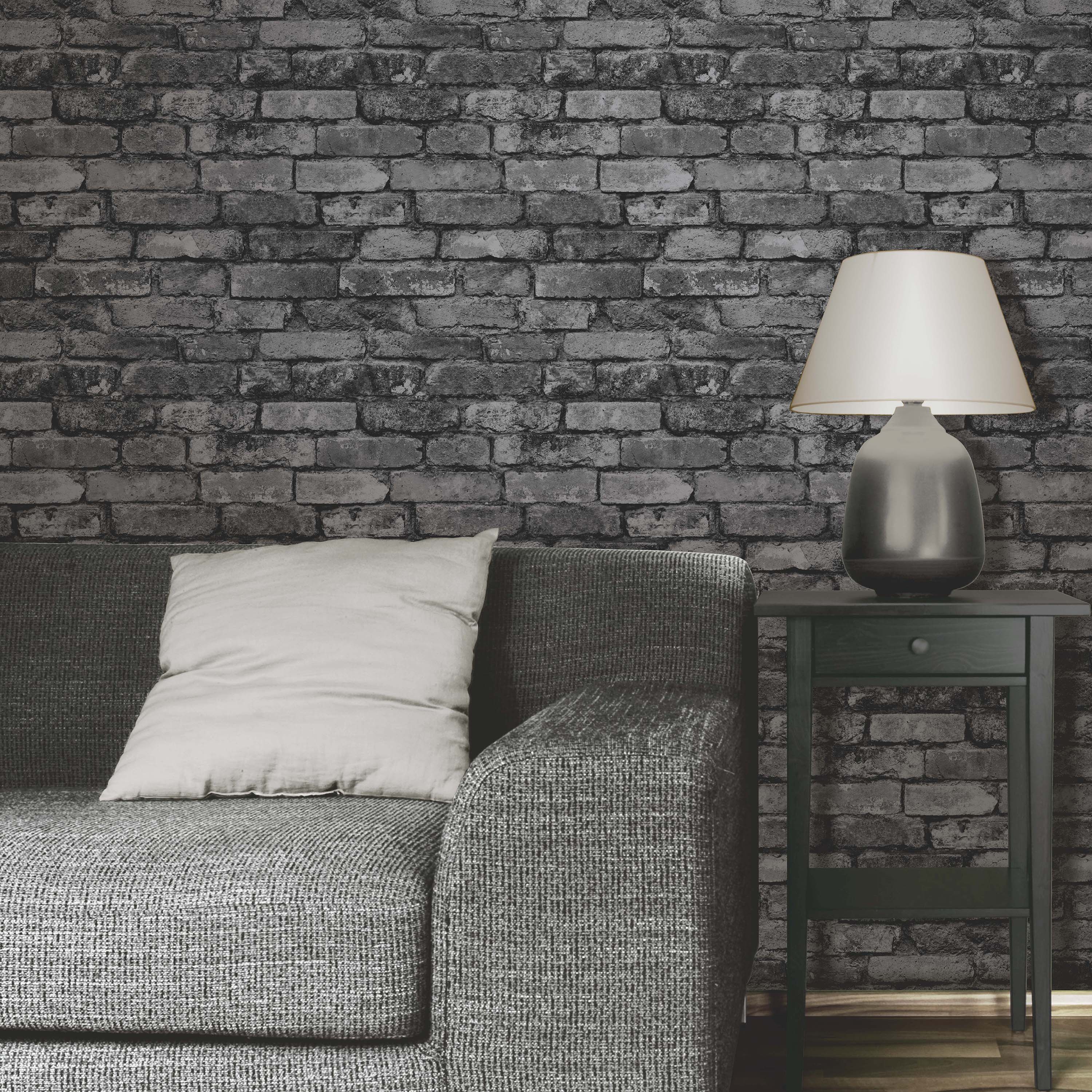 Distinctive Rustic Brick Silver Wallpaper | Brick Wallpaper | FD31284