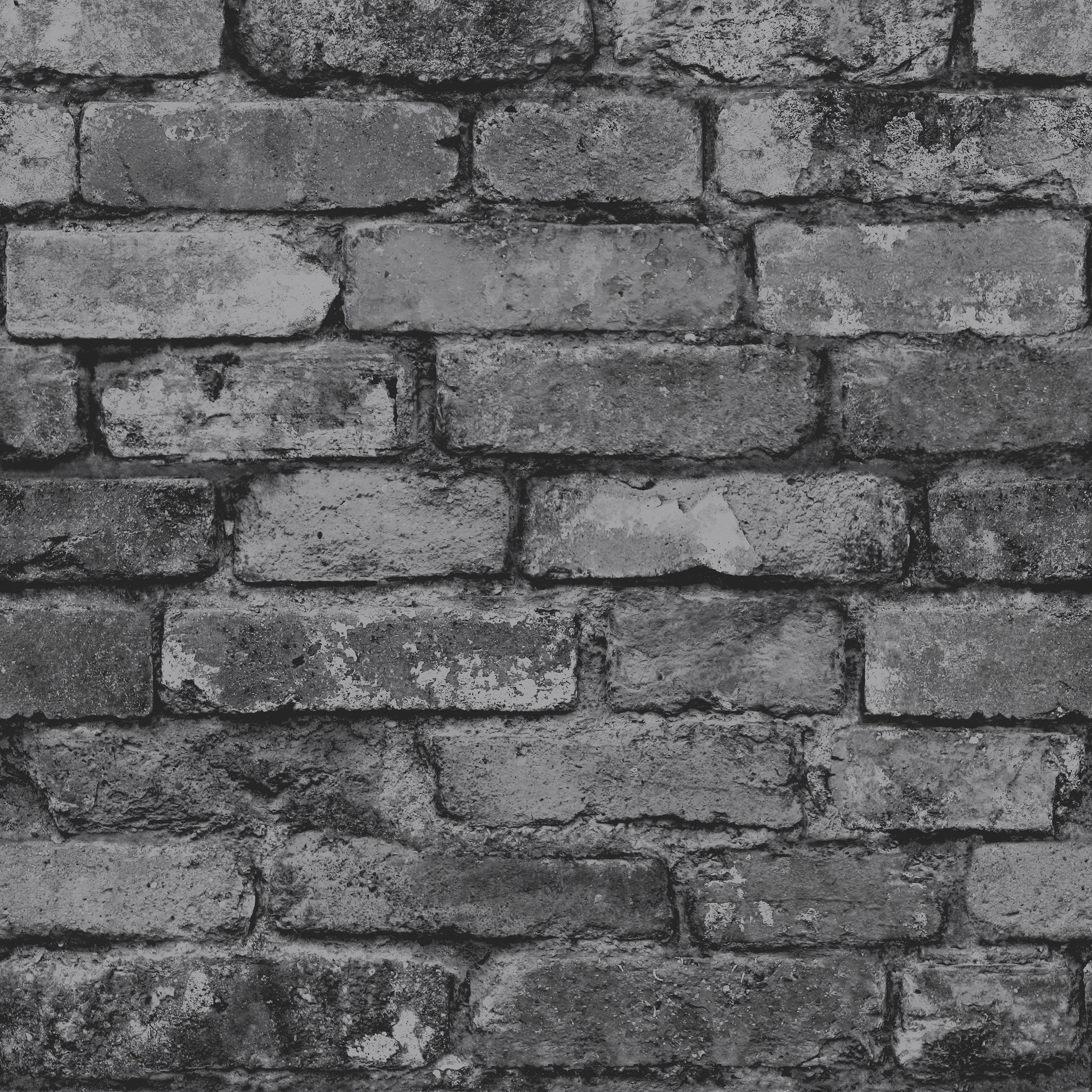 Distinctive Rustic Brick Silver Wallpaper