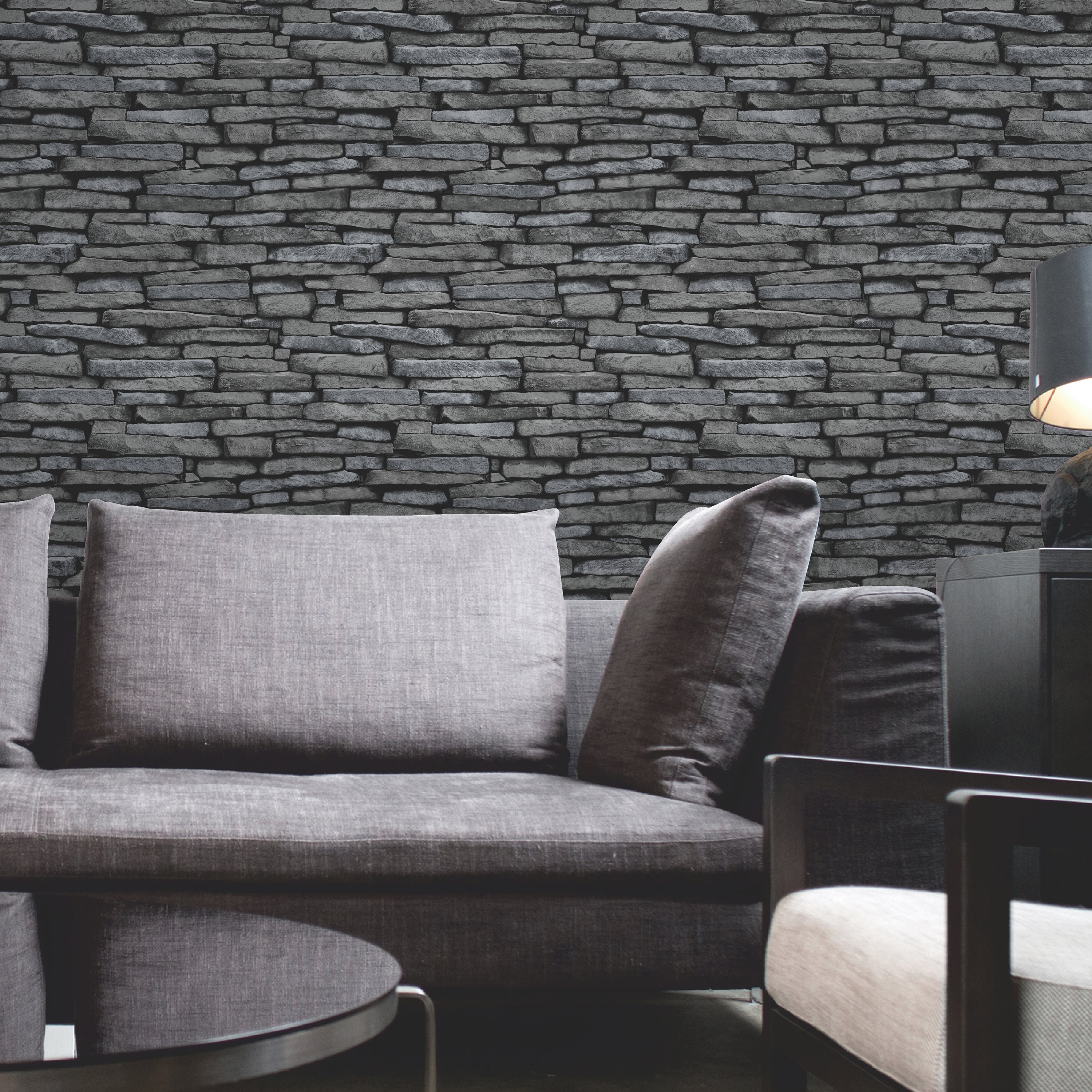 Distinctive Slate Silver Wallpaper | Slate Brick Wallpaper | FD31291