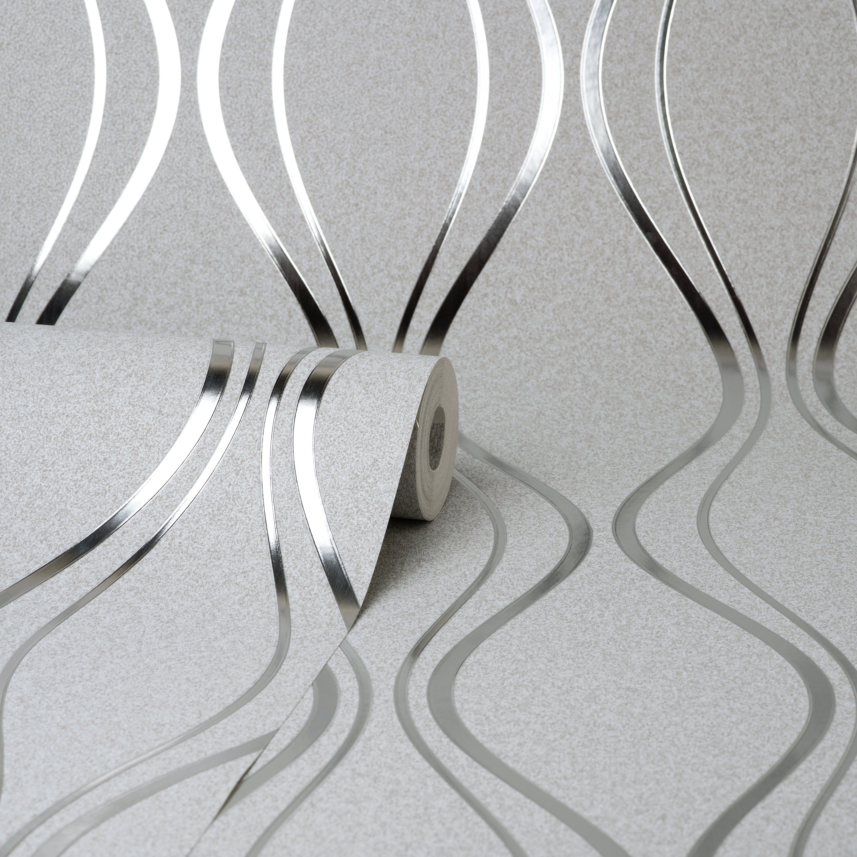 Platinum Contour Wave Silver Wallpaper