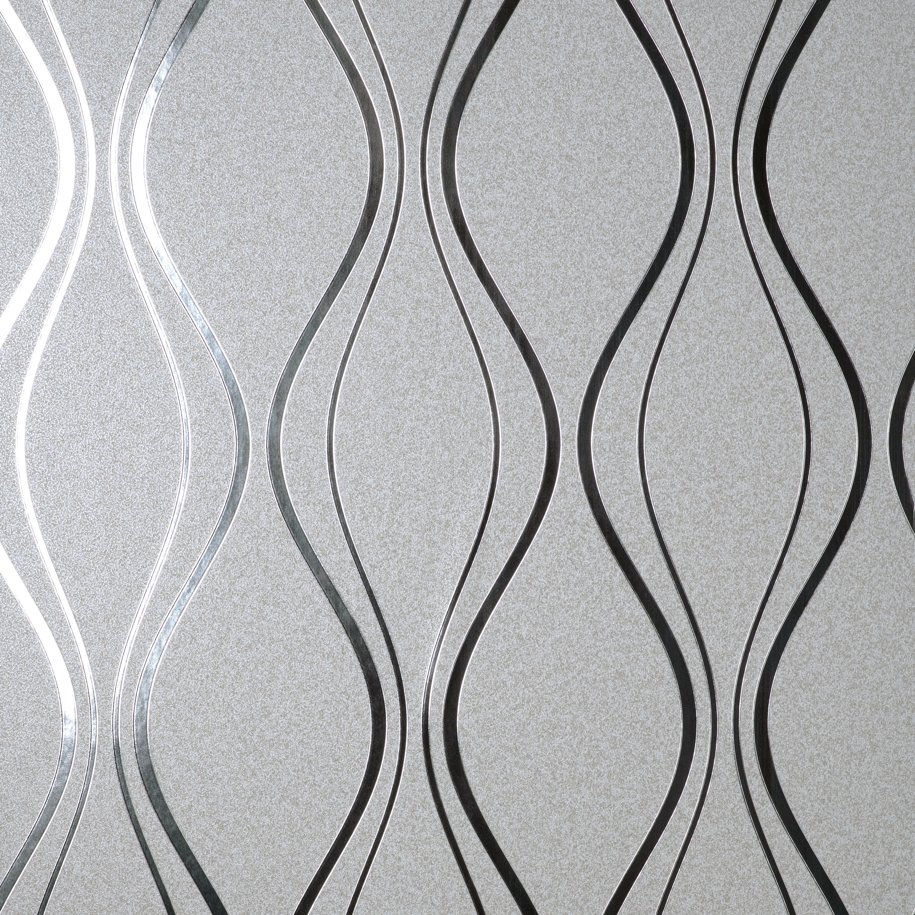 Platinum Contour Wave Silver Wallpaper | Fine Decor | FD42800