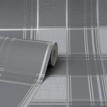 Larson Check Charcoal and Gold Wallpaper | Fine Decor | FD42816