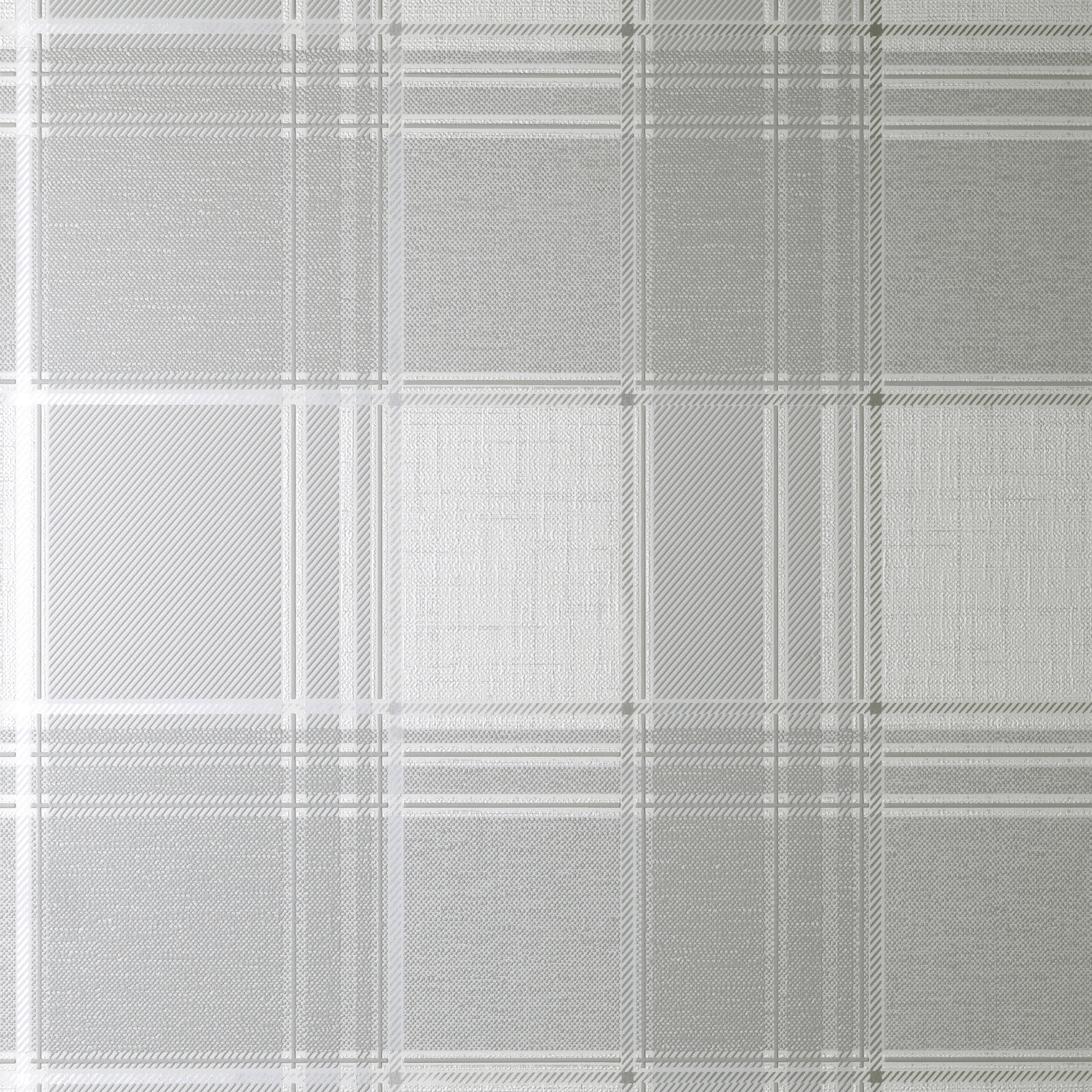 Larson Check Grey and Silver Wallpaper | Fine Decor | FD42818