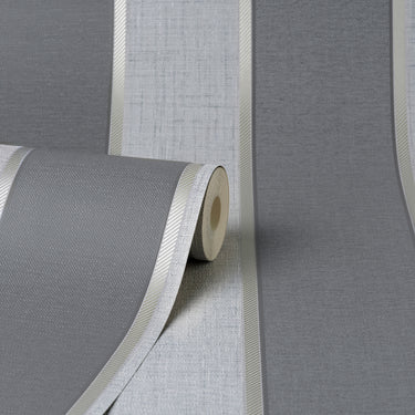 Larson Stripe Charcoal and Gold Wallpaper | Fine Decor | FD42822