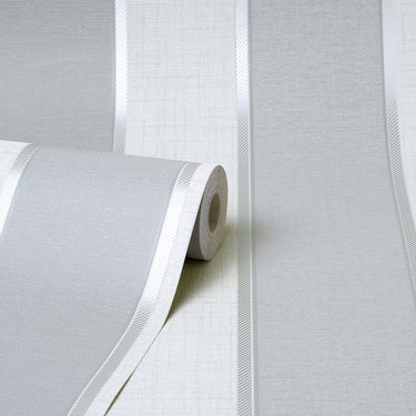 Larson Stripe Grey and Silver Wallpaper | Fine Decor | FD42824