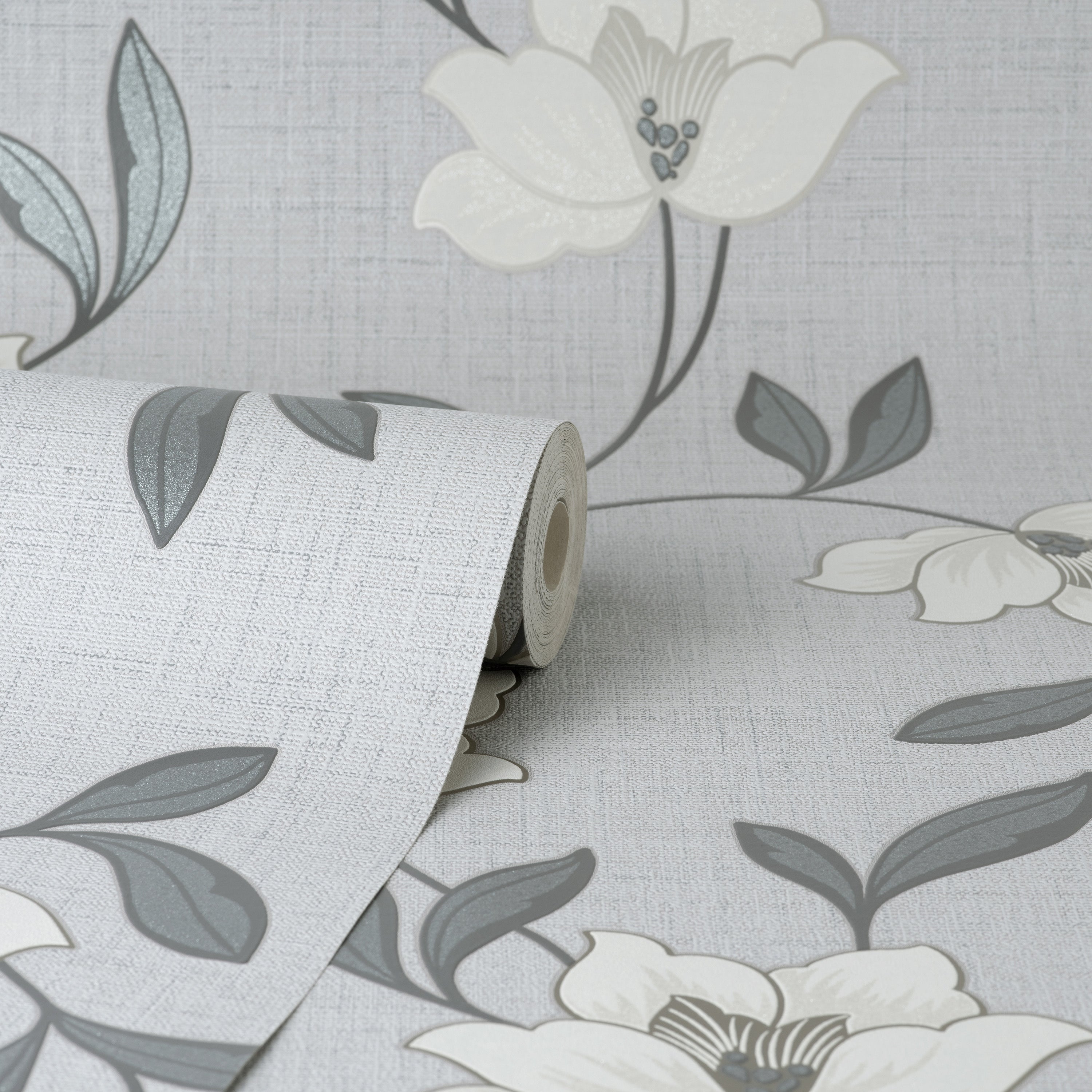 Larson Floral Charcoal Wallpaper | Fine Decor | FD43066