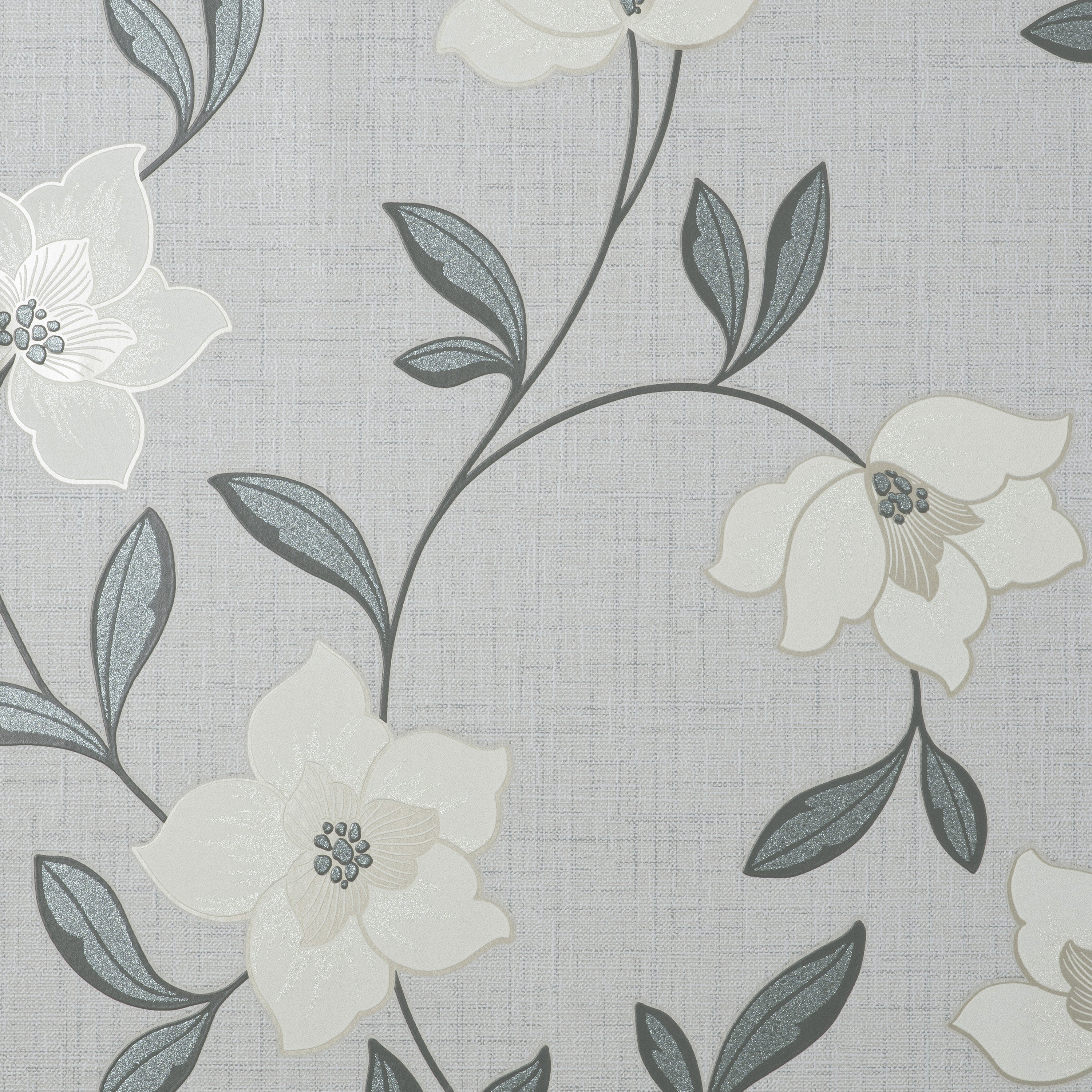 Larson Floral Charcoal Wallpaper | Fine Decor | FD43066