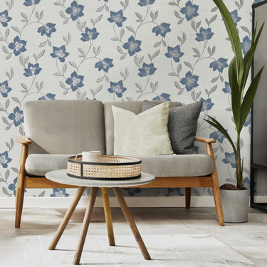 Larson Floral Navy/Silver Wallpaper | Fine Decor | FD43067