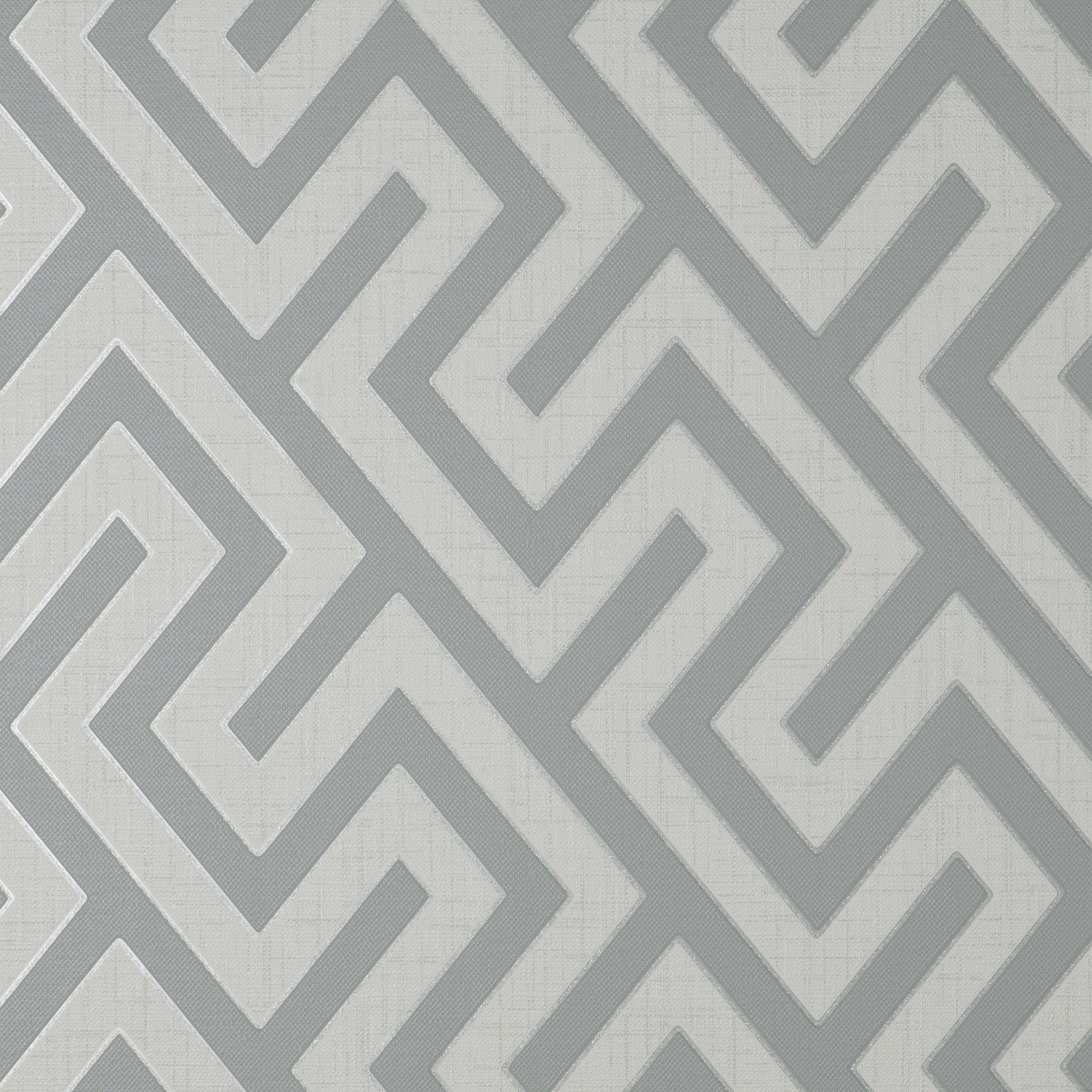 Larson Geometric Grey and Silver Wallpaper