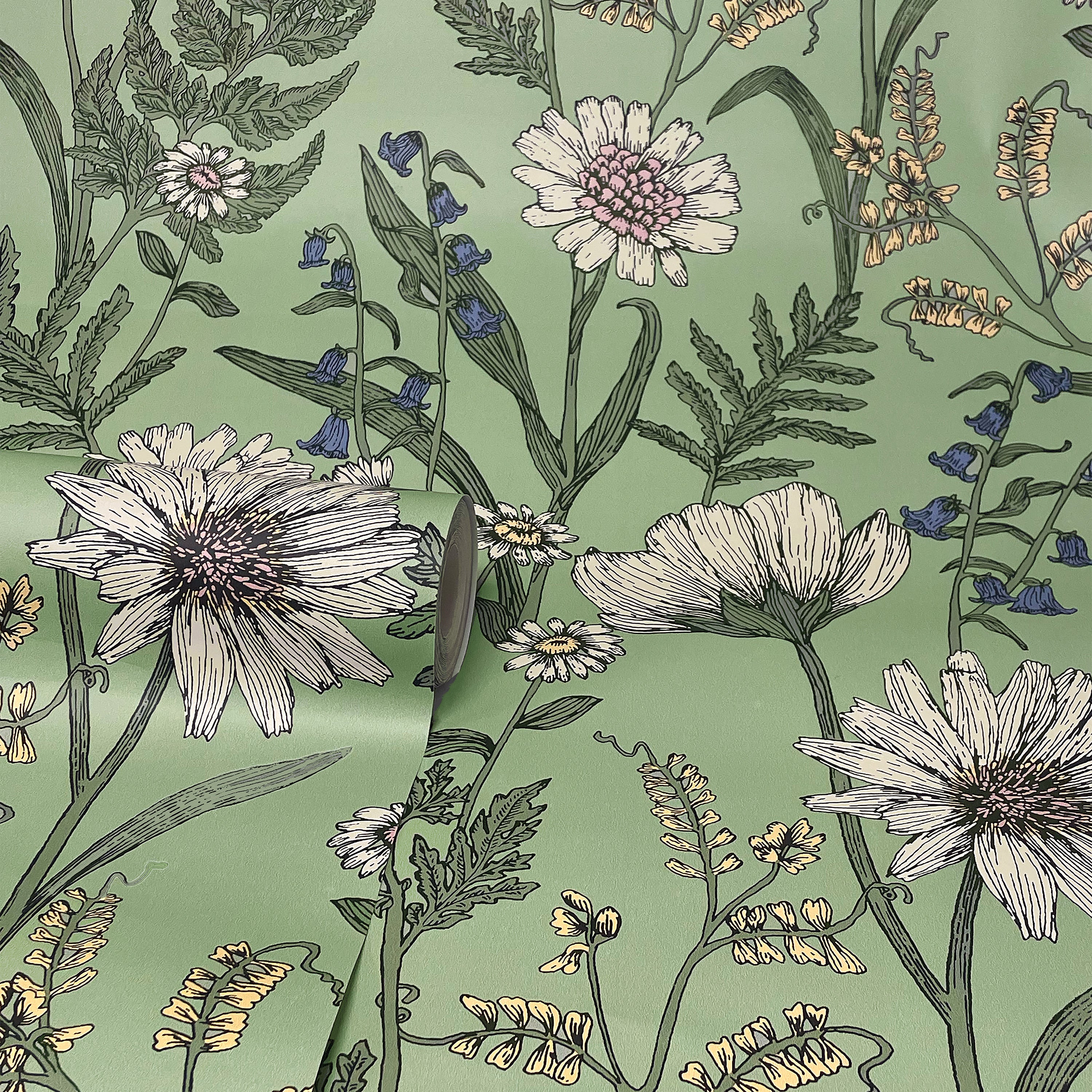 Wild Meadow Sage Floral Wallpaper | Fine Decor | FD43337
