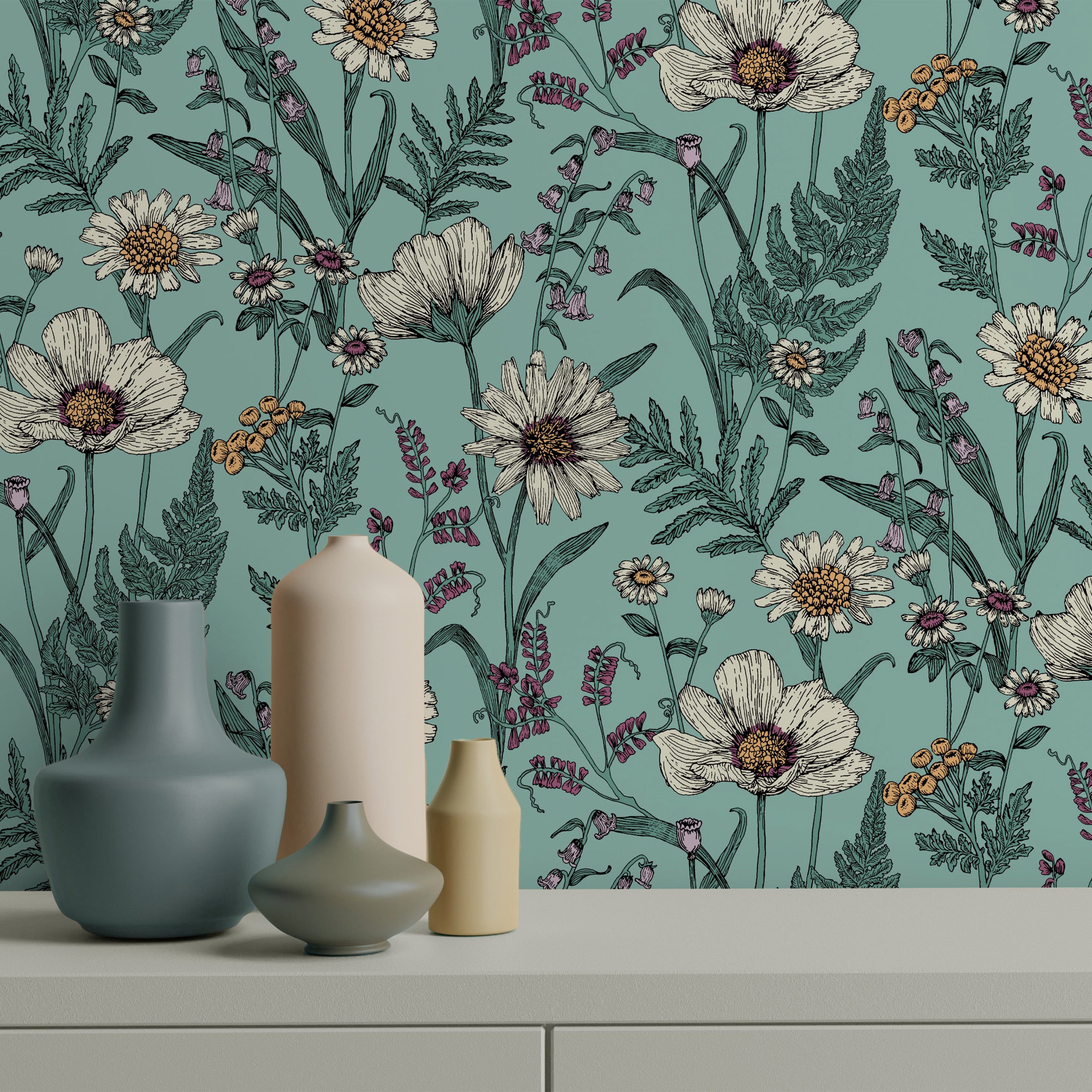 Wild Meadow Blue Floral Wallpaper | Fine Decor | FD43338 – Nobletts ...