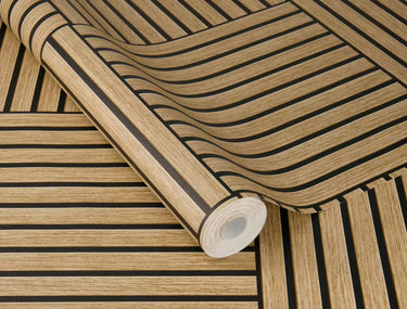 Factory VI - Tonea Wood Effect Accoustic Panels Brown Wallpaper