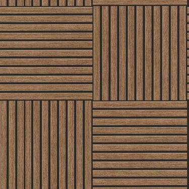 Factory VI - Tonea Wood Effect Accoustic Panels Dark Brown Wallpaper