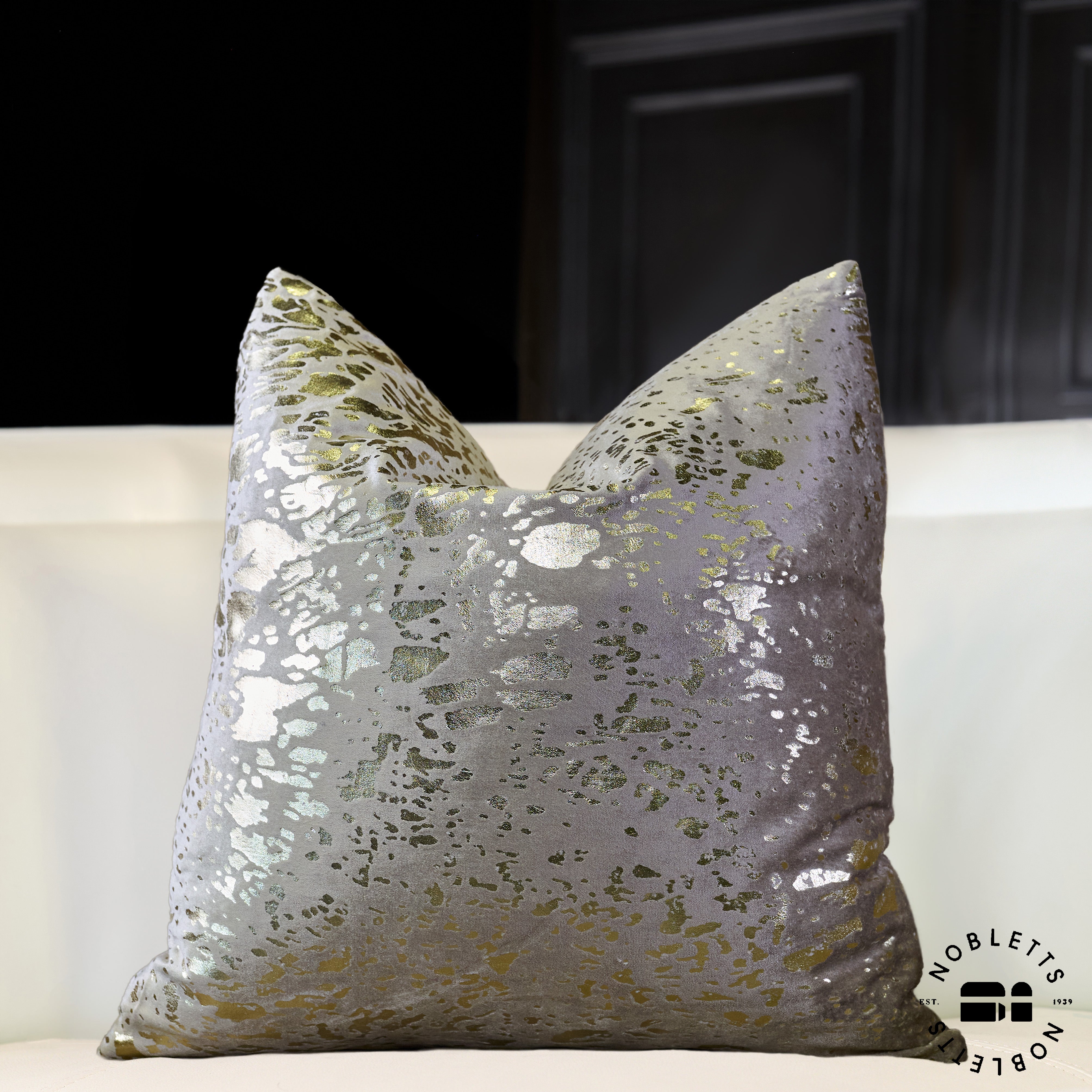 Feroz Grey/Gold Foil | Feather Filled | Malini Designs