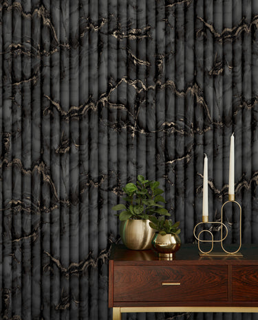 Fluted Marble Charcoal Wallpaper