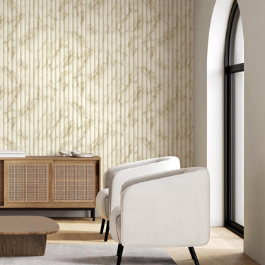 Fluted Marble Natural Wallpaper
