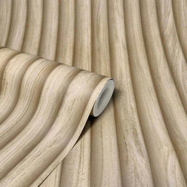 Fluted Wood Oak Wallpaper