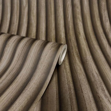 Fluted Wood Walnut Wallpaper