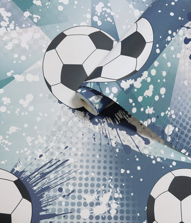 Football Frenzy Navy/Teal Wallpaper