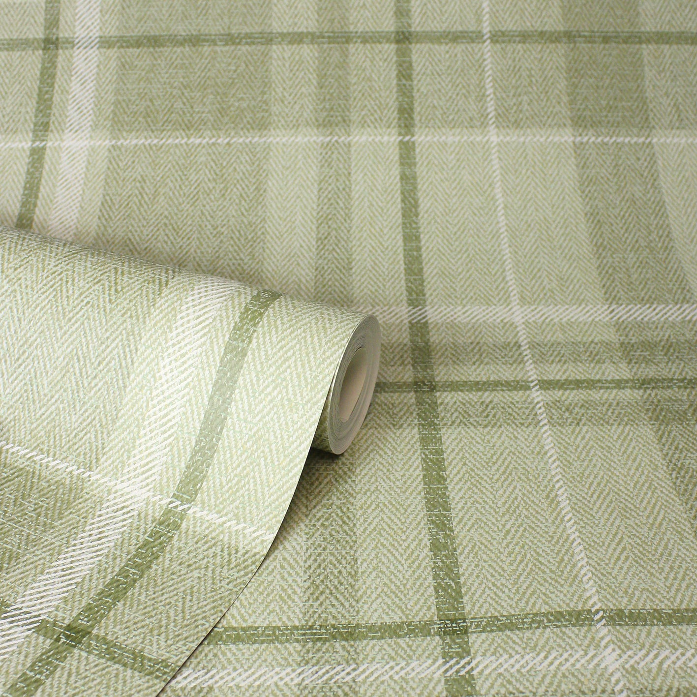 Harris Check Green Wallpaper close-up