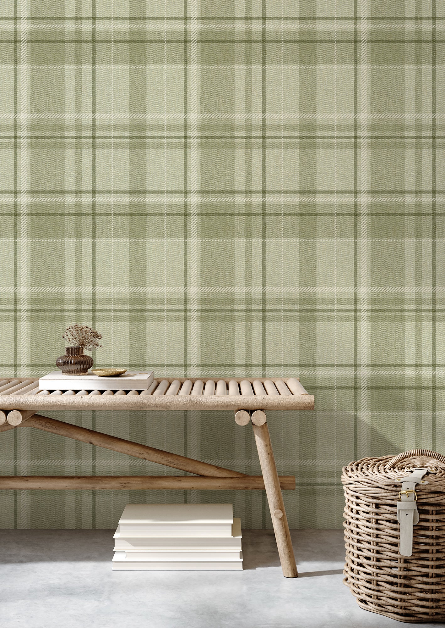 Nobletts Harris Check Green Wallpaper – Nobletts Wallpaper