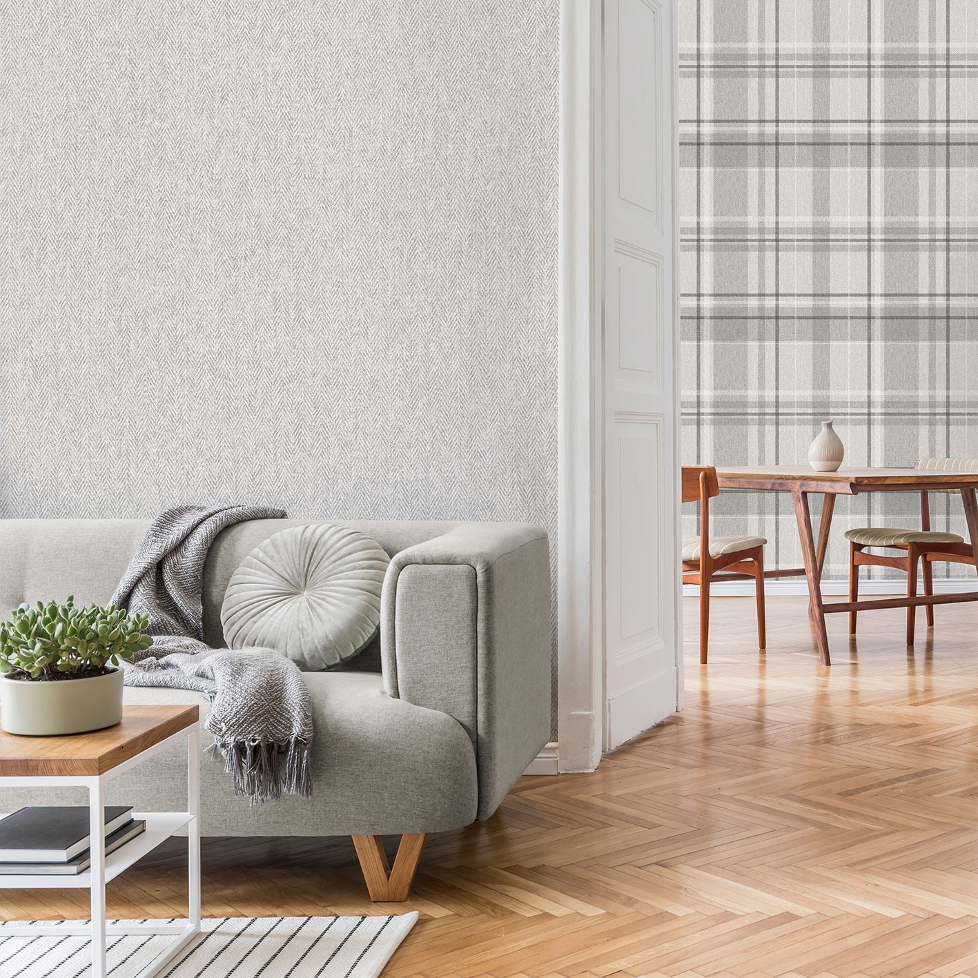 Harris Tweed Plain Soft Grey Wallpaper – Nobletts Wallpaper