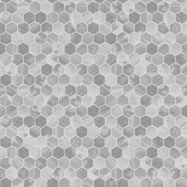 Hexara Tile Grey Wallpaper