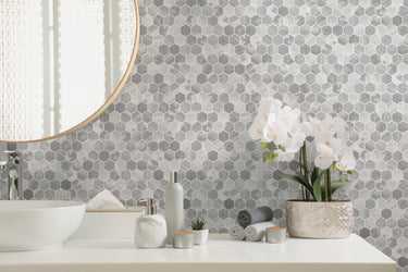 Hexara Tile Grey Wallpaper