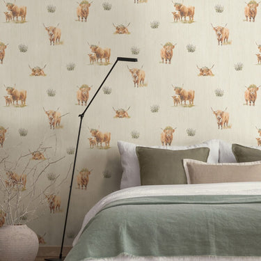 Highland Cows Neutral Wallpaper