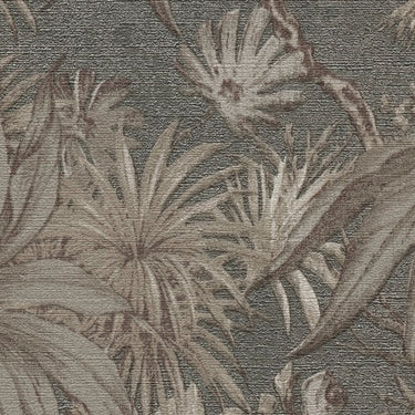 History of Art 2 - Luxury Tropical Charcoal & Taupe Wallpaper