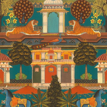 Indian Summer Palace of the Tiger Wallpaper Blue