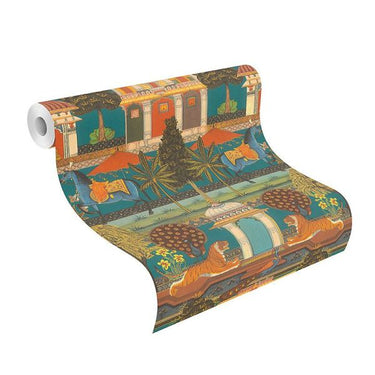 Indian Summer Palace of the Tiger Wallpaper Blue