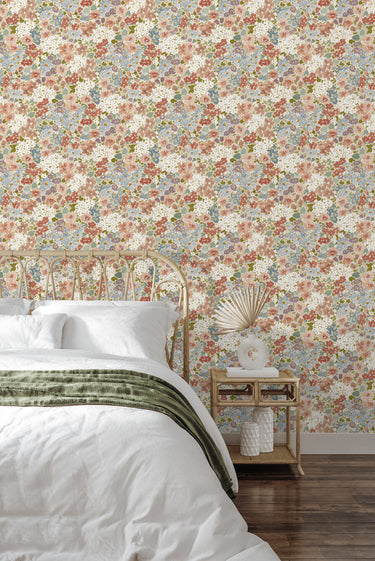 Inia Ditsy Flowers Pink & Blue Wallpaper