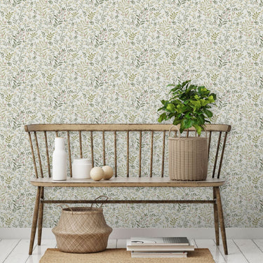 Inia Leafy Trail Pink & Yellow Wallpaper