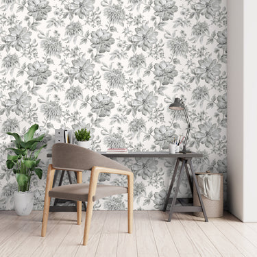 Isabella Floral Wallpaper Grey