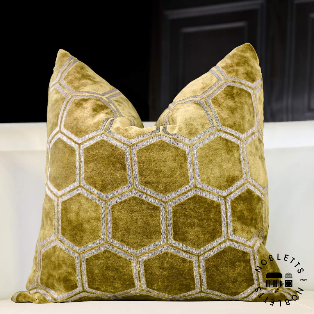 Ivor Olive Cushion in room setting