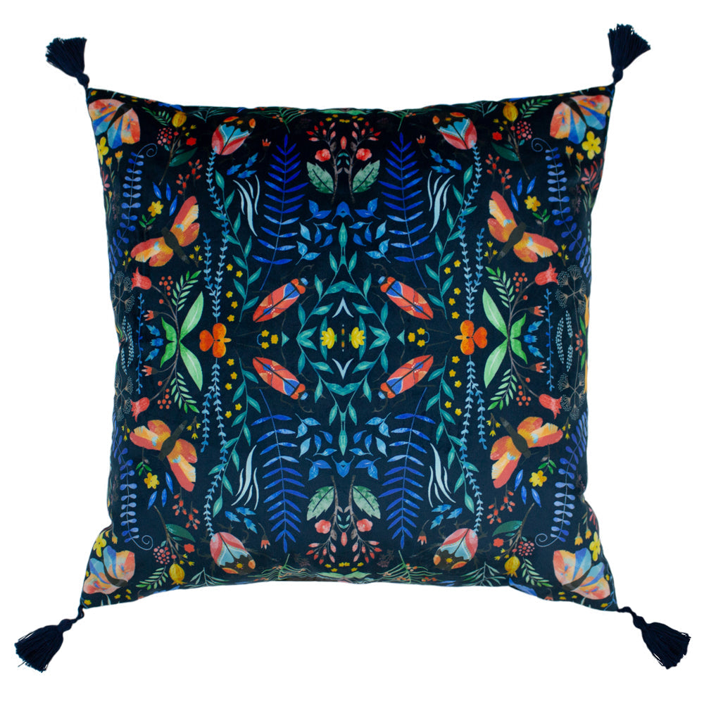 Kaleidoscopic Velvet Cushion Blue | Feather Filled | Riva Home