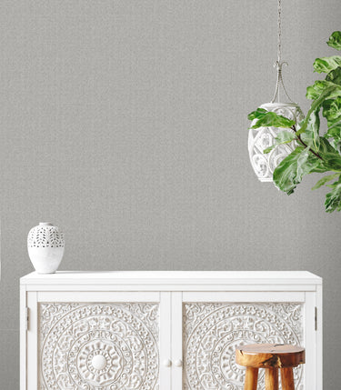 Karesansui Garden Hessian Plain Grey Wallpaper

