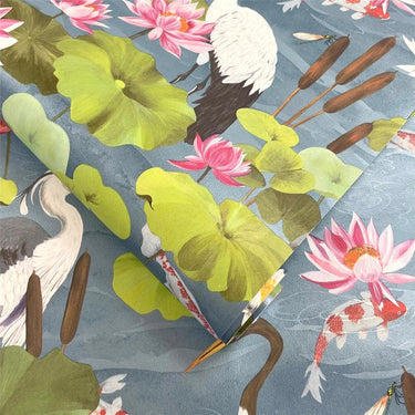 Koi Pond Sky Blue Wallpaper
