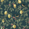 Lemon Leaf Trail Teal Wallpaper