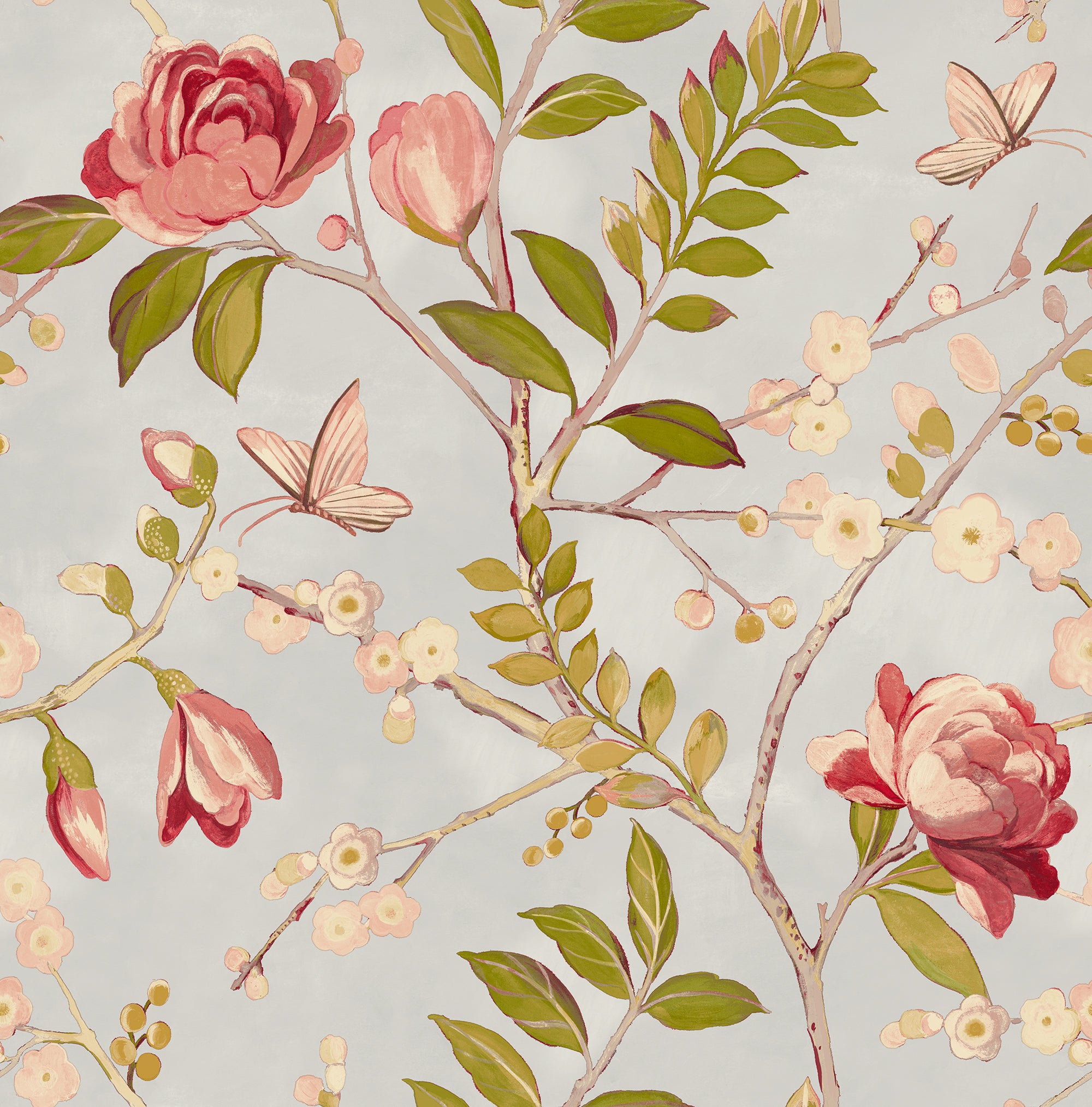 Lola Floral Red Wallpaper | Grandeco Wallcoverings | A68804