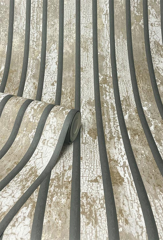 Carbon Oxidized Natural Slat Wallpaper | Fine Decor | M1752