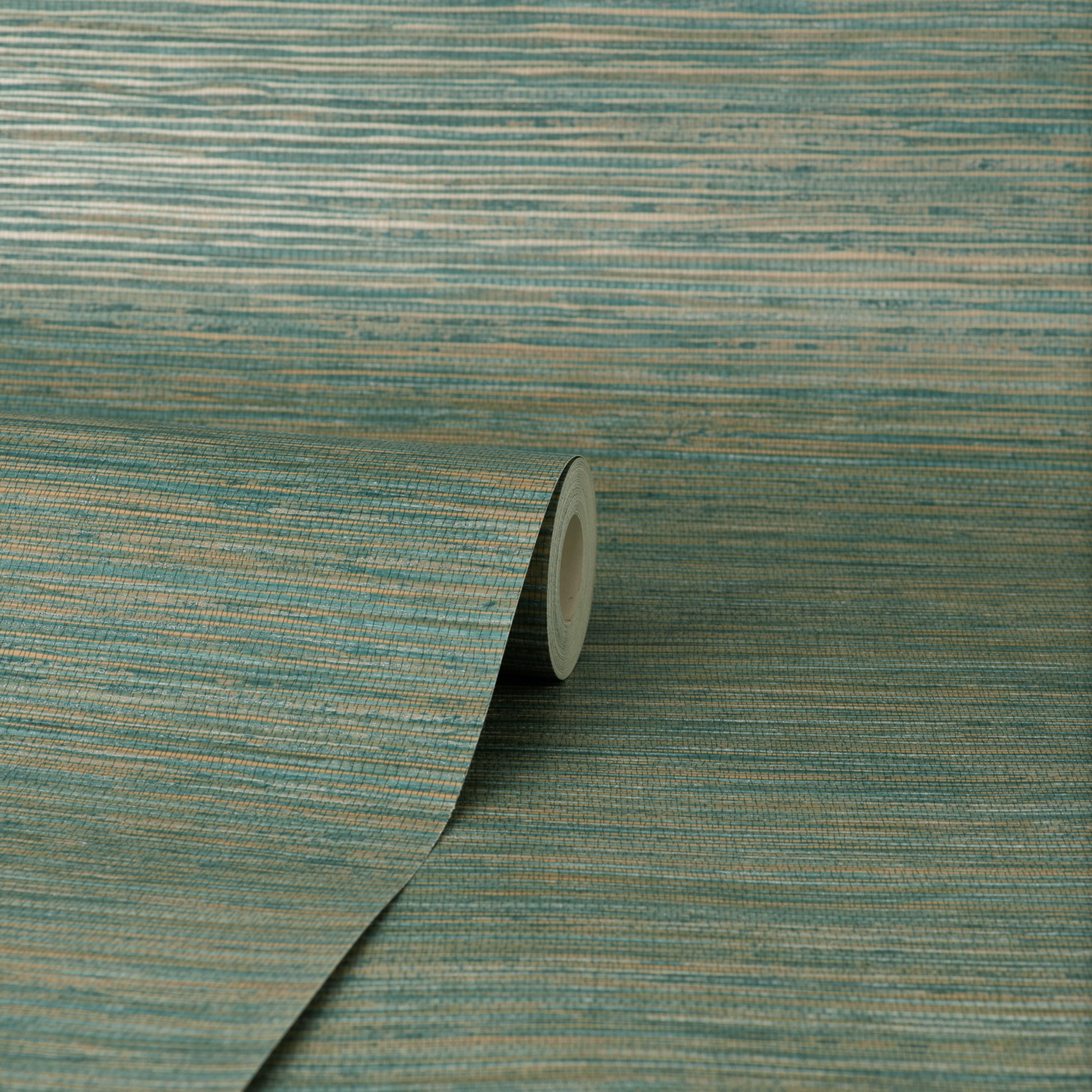 Fusion Plain Teal Wallpaper | Seagrass Fabric Effect | M1768